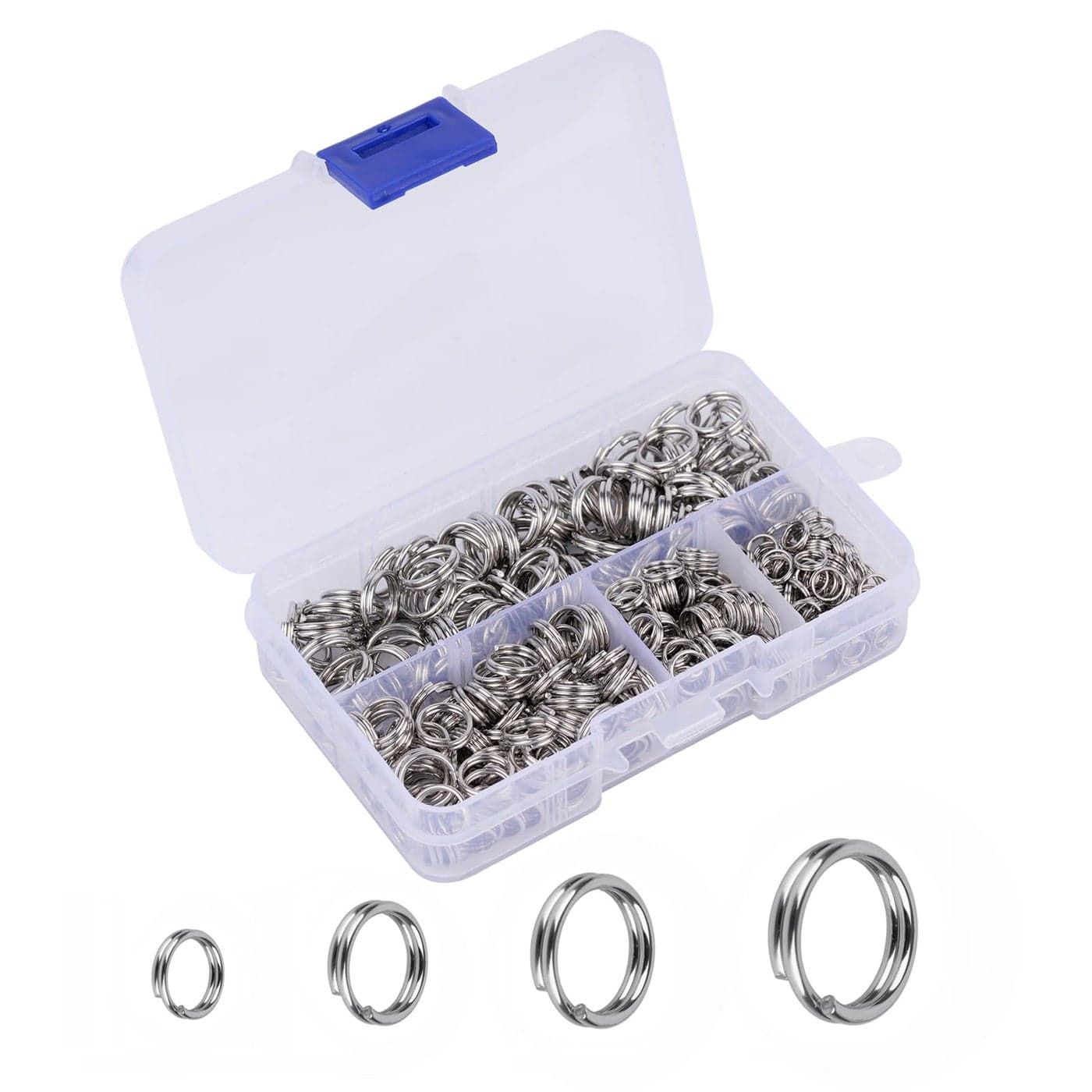 HUIHUIBAO 400 Pieces Premium 304 Stainless Steel Split Ring Double Jump Ring Small Key Chain Ring for Ornament Crafts 4 Sizes6mm 8mm 10mm 12mm Diameter