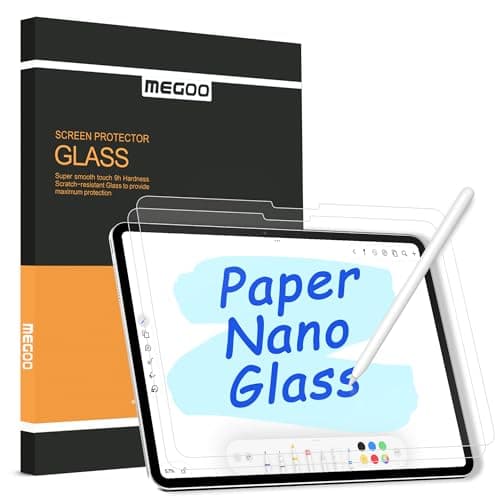 Megoo Paper Glass Screen Protector for iPad Air 11 inch M2-M3(2024-2025 6/7th Gen), Matte for Drawing/Anti-Glare/Easy Installation/Protective Case Compatible,2-Pack