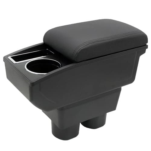 Car Armrest Box for Nissan Versa Tiida Latio 2007-2011 Auto Accessories Center Console Leather Arm Rest Double-Layer Storage Space with Cup Holder (Black Thread)