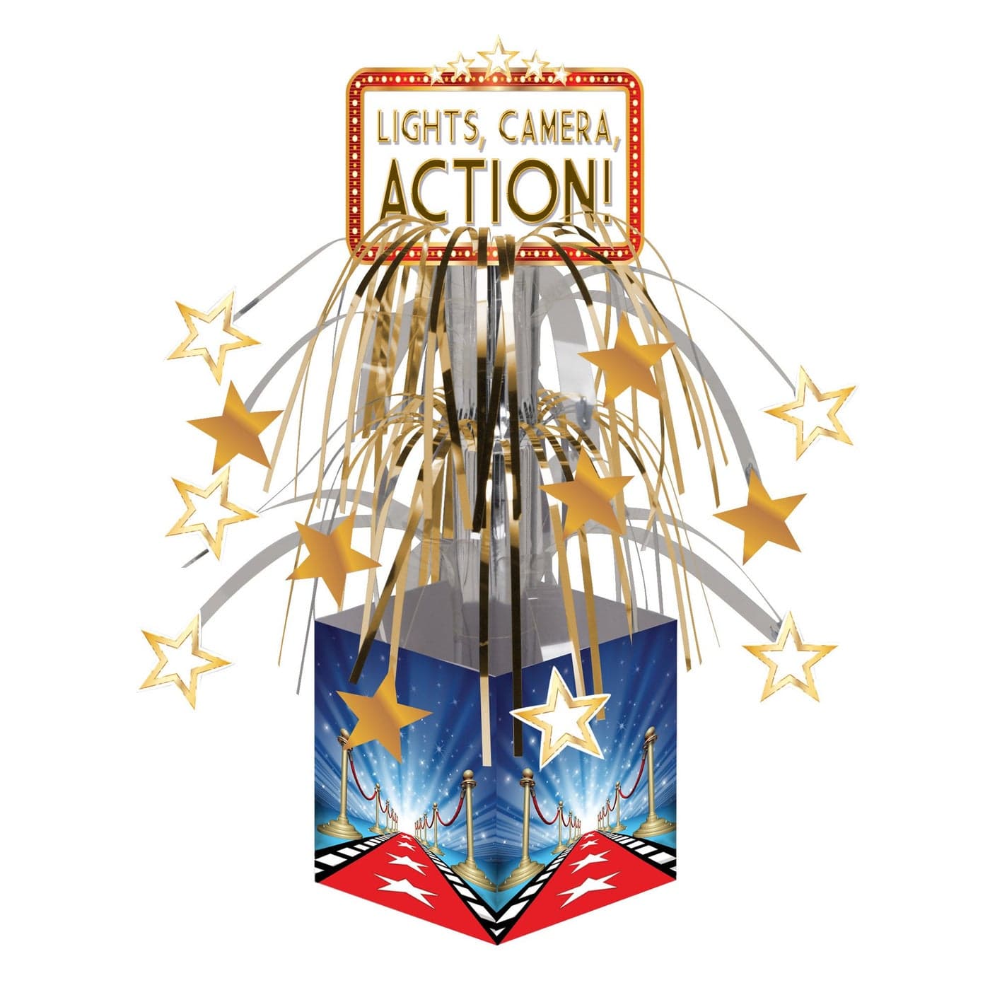 Creative Converting Hollywood Lights Mini Centerpiece Cascade with Base and Attachment BlueRedSilverGold