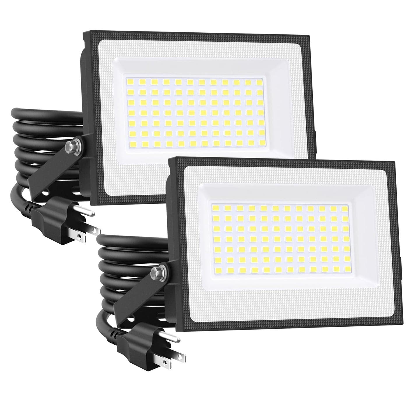 Onforu 80W Flood Lights Outdoor 8000lm Bright LED Work Light with Plug 6500K Daylight White LED Flood Lighting IP66 Waterproof Security Yard Lights for Garage Stadium 2 Pack