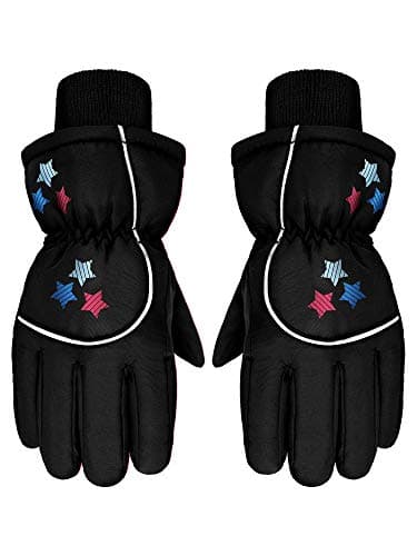 Boao Kids Snow Ski Gloves Winter Waterproof Warm Snowboard Mittens for Girl and Boy(1-3 Years,Black)