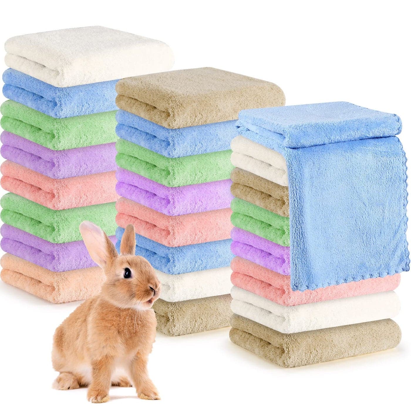 Newwiee 24 Pcs Guinea Pig Fleece Bedding Blankets Bulk Washable Small Animal Fleece Cage Liners Pet Wash Cloth Sleeping Mat Cover for Hamster Chinchilla Rabbit Hedgehog138 x 295 InchMulticolor