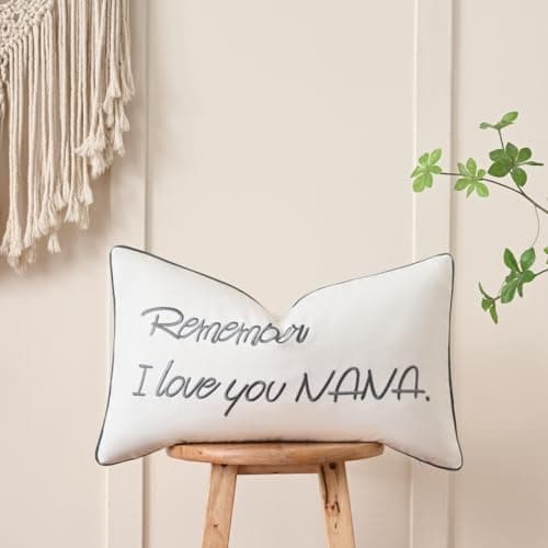 Sanmetex Nana Gifts for Mothers Day, Nana Birthday Gifts, Best Gifts from Grandkids/Grandchildern - Grandson and Granddaughter with Remember I Love You Nana Pillow Cover 12x20 Inch.