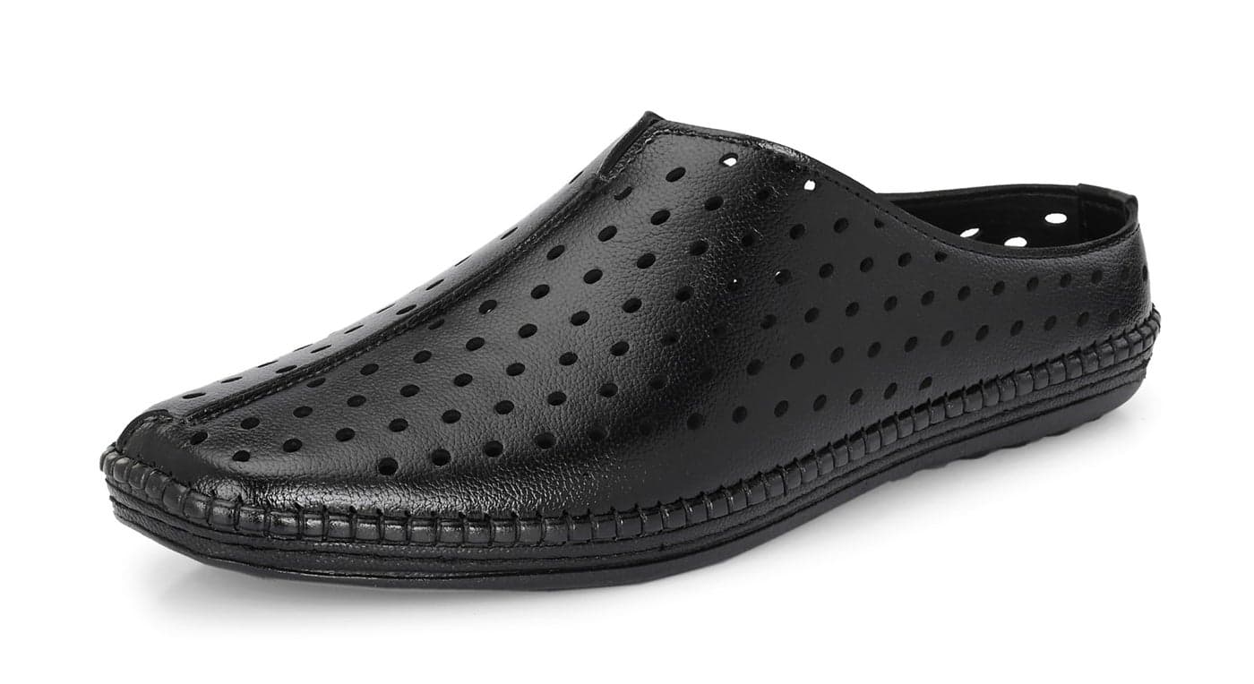 Server Loafers for Men | Mules Clogs Open Back Loafers | Party Ethnic Wear Shoes | Men's Casual Shoes | Comfortable Fashion Shoe with TPR Sole Black