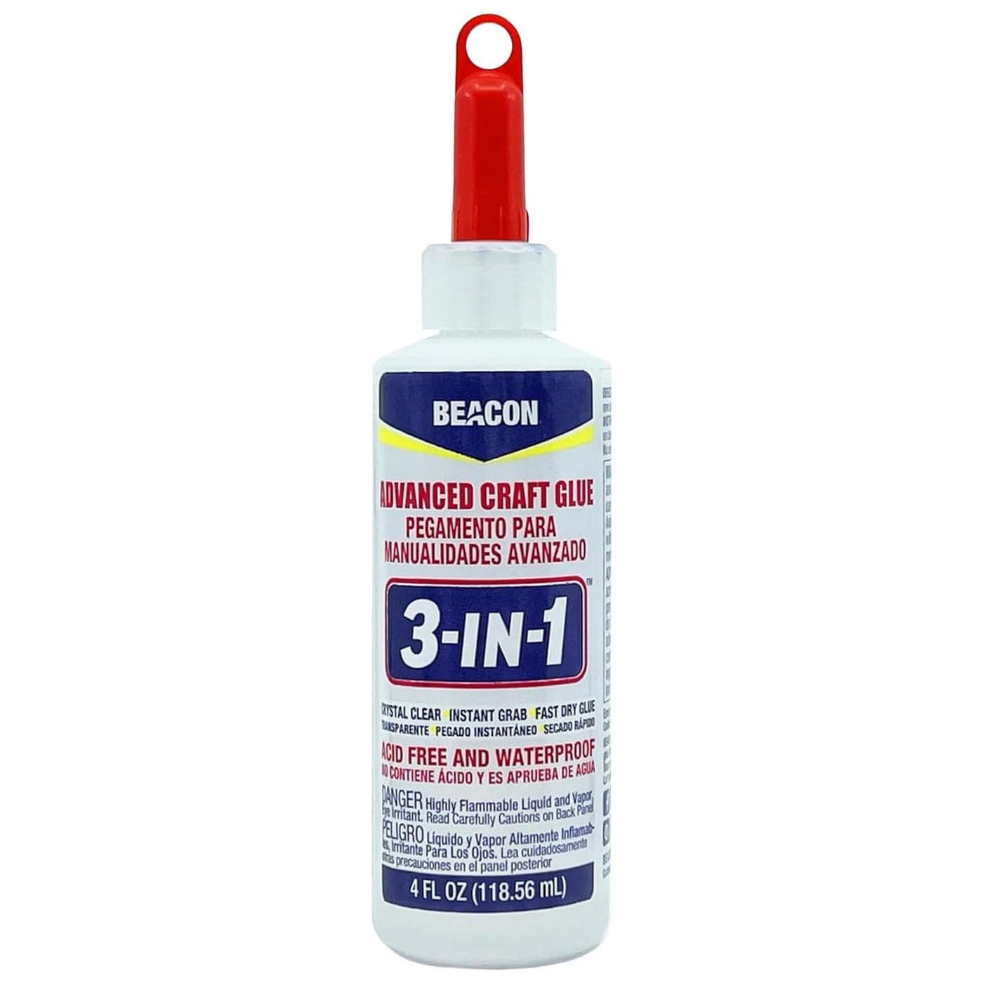 BEACON 3-in-1 Advanced Craft Glue - Fast-Drying, Crystal Clear Adhesive for Wood, Ceramics, Fabrics, and More, 4-Ounce