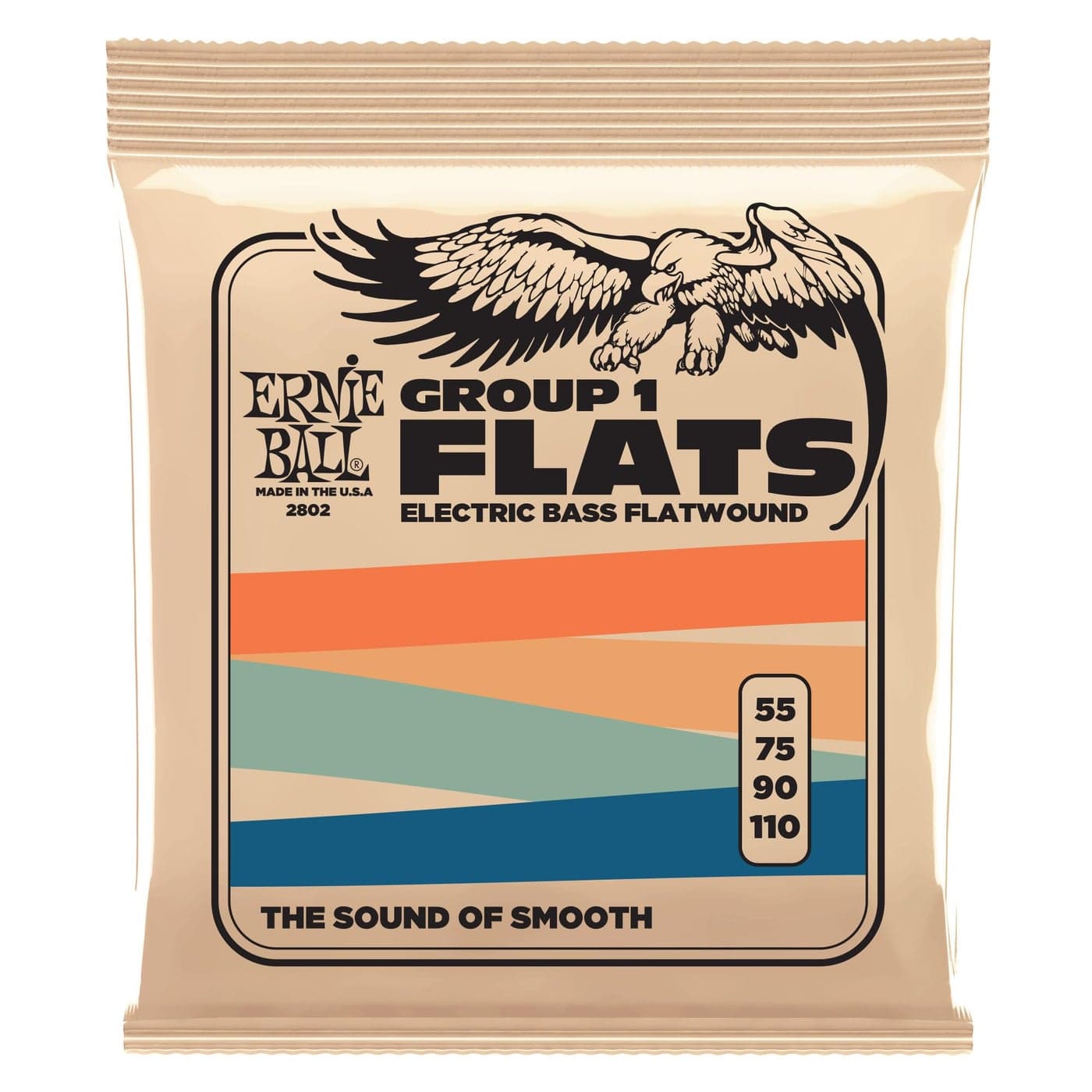 Ernie Ball Group I Flatwound Bass Guitar Strings, 55-110 Gauge (P02802)