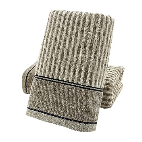 Pidada Hand Towels Set of 2 100 Cotton Striped Pattern Absorbent Soft Decorative Towel for Bathroom 134 x 291 Inch Gray Brown