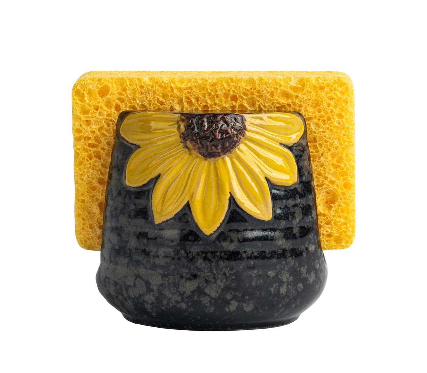 GABROC Sunflower Sponge Holder for Kitchen Sink Kitchen Dish Sponge Holder Fall Autumn Theme Ceramic Kitchen Sink Sponge Holder Yellow Sink Caddy Kitchen Sink Organizer Decor for Kitchen
