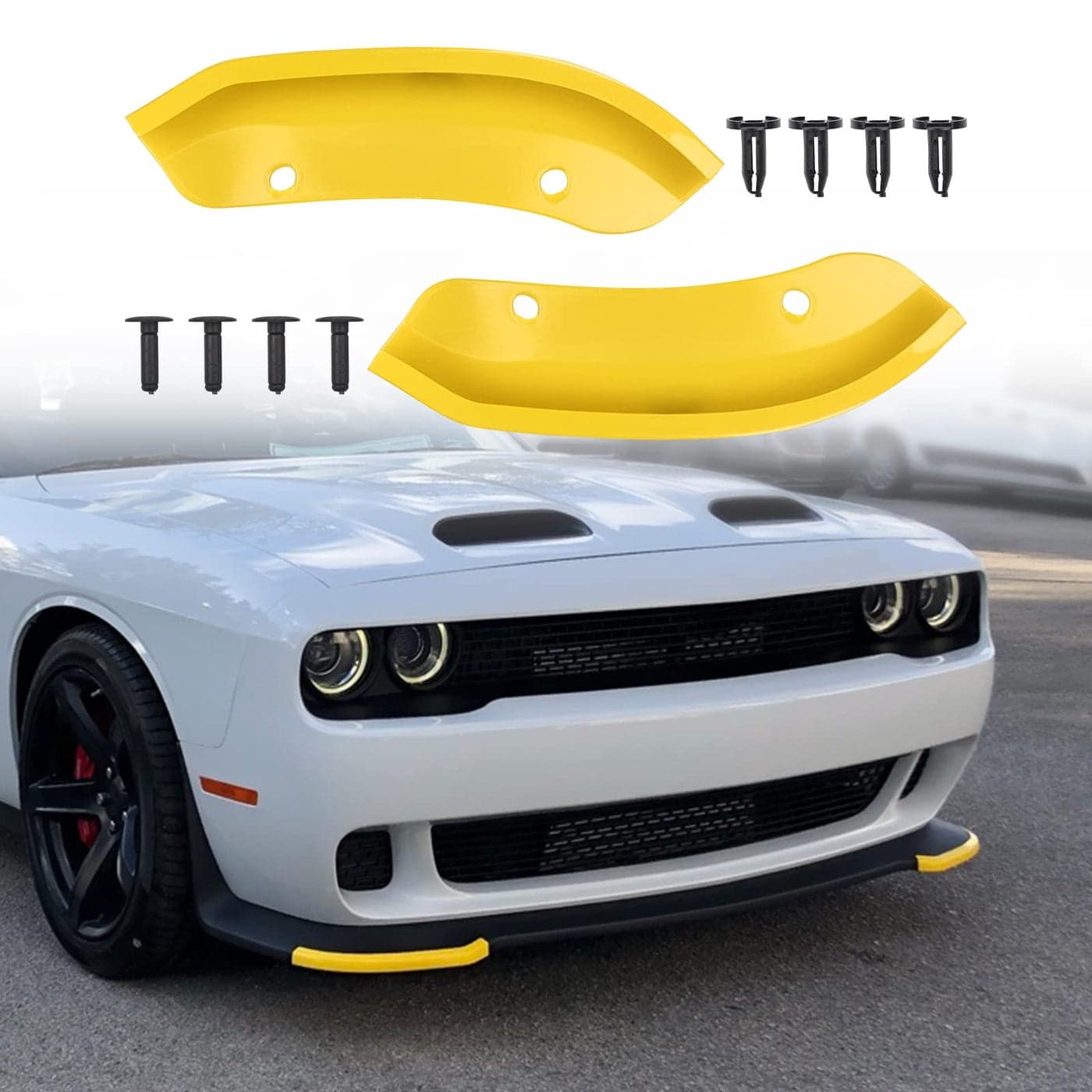 JDMON Front Bumper Lip Splitter Protector Compatible with Dodge Challenger SRT Hellcat 20152021 2015 2016 2017 2018 2019 2020 2021 SRT Challenger Accessories Not for Widebody Yellow 2pcs