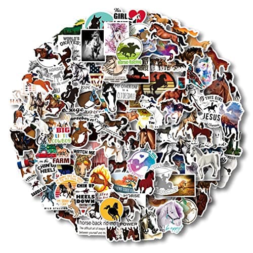 AOWDIAO 100 Pcs Horse Stickers Pack Waterproof Vinyl Stickers for Water Bottle Laptop Horse Party Favors Gifts for Girls Women and Kids