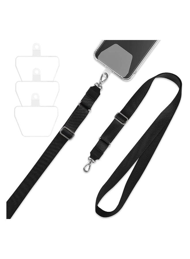 Phone Lanyard Wrist and Neck Adjustable Strap Smartphone Chain with 3 Adhesive Tethers Compatible Most Smartphones Black