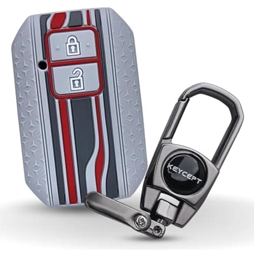 KEYCEPT Tristar Key Cover for Suzuki Swift, Dzire, Ertiga, Grand Vitara, Brezza, Fronx, Jimny, Ignis, Urban Cruiser, Rumion, Hyryder, E-Vitara 2 Button Smart Key with Keychain. (Type 2, Grey)