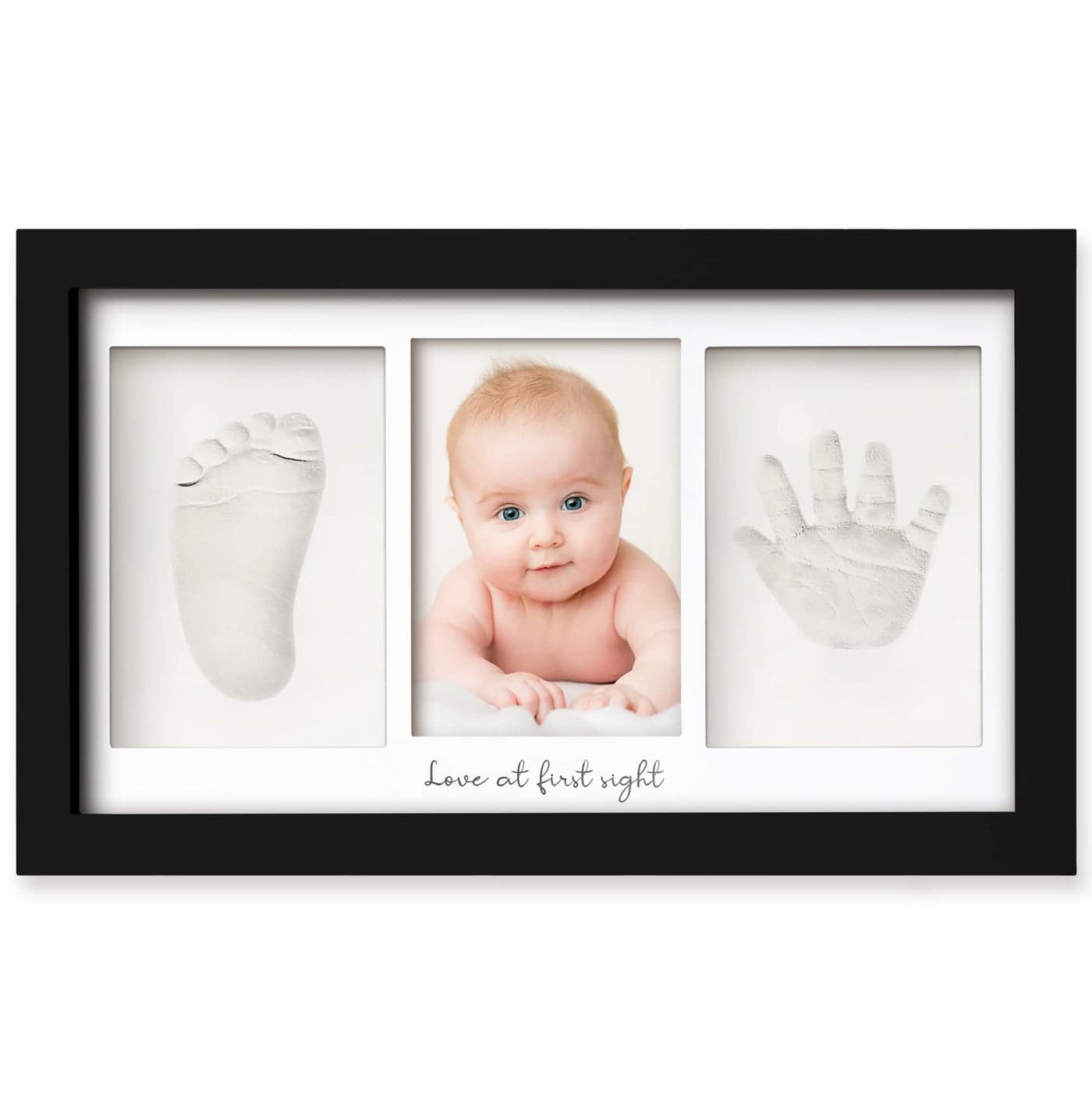 Baby Hand and Footprint Kit Clay Handprint Keepsake Frame Newborn Nursery Picture Frame Personalized New Mom Gifts for Baby Shower Registry Onyx Black