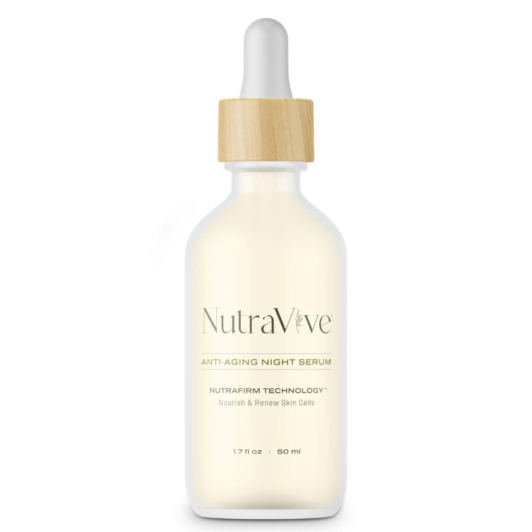 NutraVive AntiAging Night Serum Tightening Nourishing Hydrating Face Neck Serum 17 Fl Oz Overnight Skin Care Treatment for Fine Lines Wrinkles Collagen Boosting Facial Serum