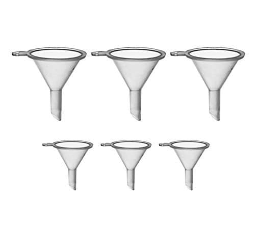 Firefly Fuels Mini Funnel Set – 6-Pack Plastic Small Funnels for Filling Small Bottles, Oil Candles, Glitter, Sand Art, Beads, and Kitchen Use – 2 Sizes Included for Fine Powders, Liquids, and Crafts