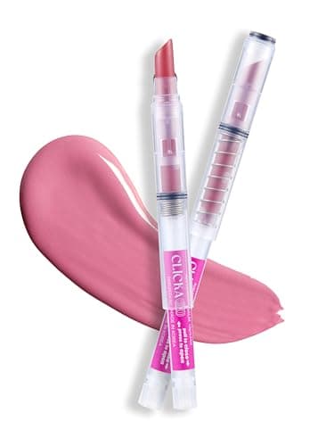 CLICKA OneTouch Retractable Tinted Lip Balm Moisturizing Lip Gloss with Menthol Rose Pink Korean Lip Care