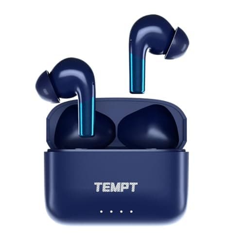 TEMPT Wave Pro True Wireless Bluetooth Earbuds | 72hrs Playback Time | 13mm Bass Driver | Bluetooth V5.3 | IPX5 Water Resistant | Google & Siri Voice Assistant - Blue