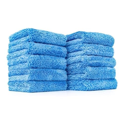 The Rag Company The Eaglet 500 Professional Korean 7030 Blend Super Plush Microfiber Detailing Towels Perfect for Wheels Mirrors and More 500GSM 8inx8in Blue 10Pack