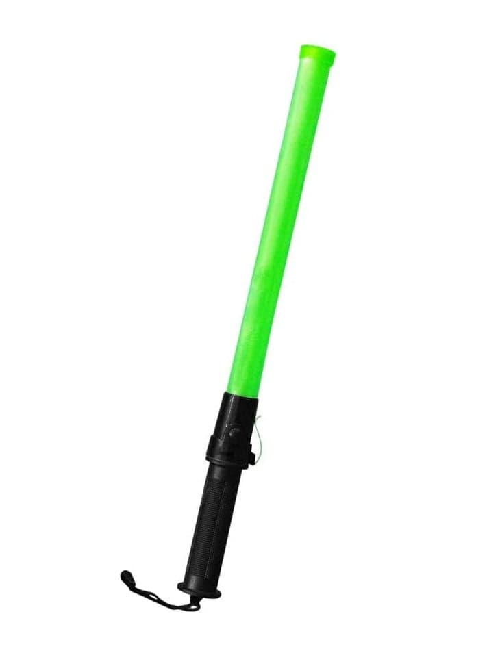 Traffic Safety Wand Waterproof Baton LED Light - Green | Battery Powered Safety Baton with Flashing Mode | Road Safety Warning Flashing Light for Traffic Control, Parking Areas (1pc Green)