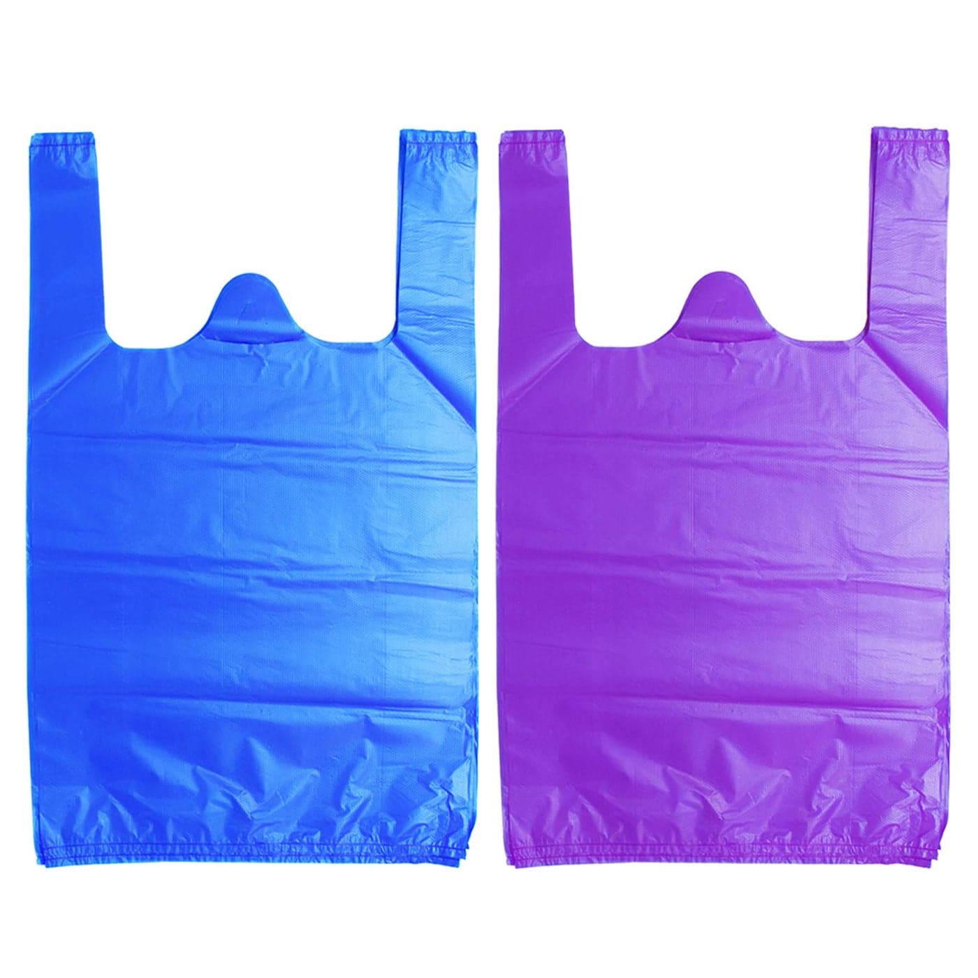 LazyMe T Shirt Bags Bolsas De Plastico Para Negocio12x20 Inches Plastic Shopping Bags with Handles for Grocery Business Restaurant Use Blue 50pcs Purple 50pcs