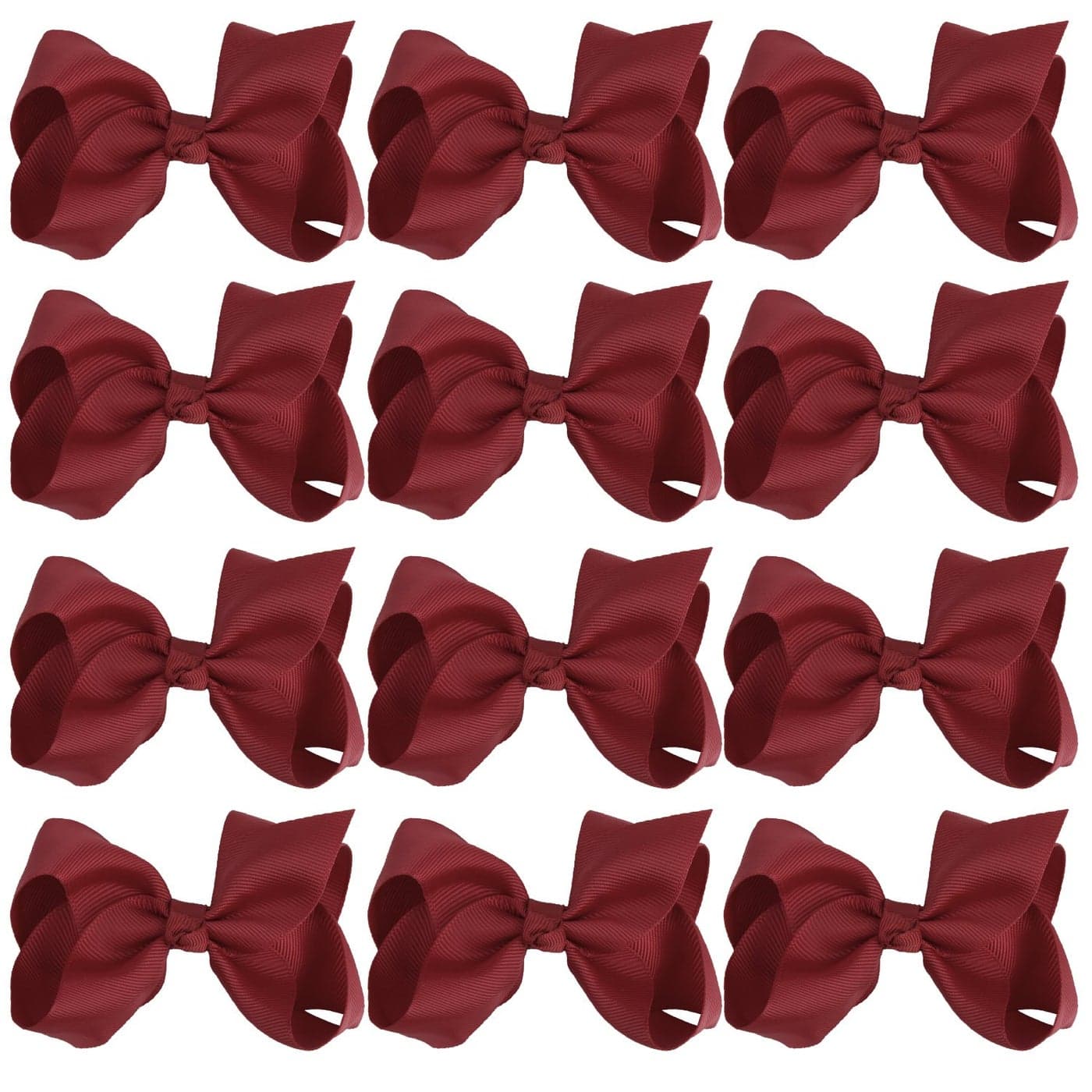 4 Inch Boutique Girls Hair Bows Hair Clips for Girls Toddlers 12 Pcs Solid Color Cherry Red