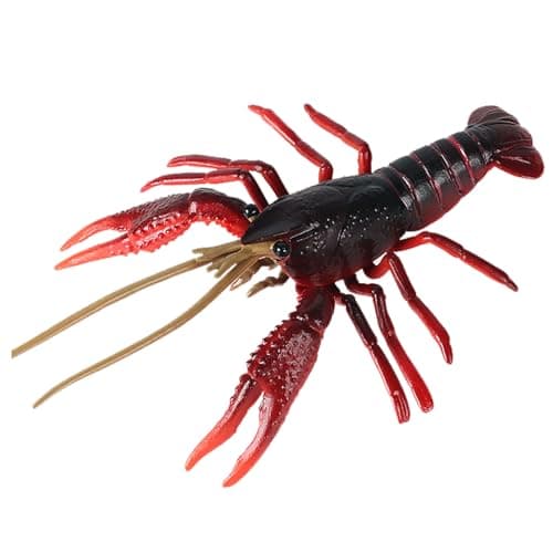 JOKFEICE Ocean Sea Animal Toys Realistic Crayfish Fairy Garden Accessories Learning Educational Toys for Christmas Birthday Cake Topper for Kids Red