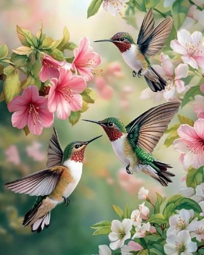 MBNTJHT DIY Hummingbird Paint by Numbers Kit for Adults BeginnersUnframed Bird and Flowers Paint by Number Kits on CanvasDigital Watercolor Art Painting Kits Crafts for Home Wall Decor 16X20 Inch