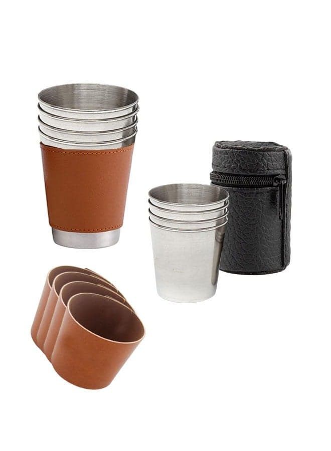 8-Piece Set: Stainless Steel Cups in Two Sizes - Perfect for Camping, Hiking, and Outdoor & Indoor Activities