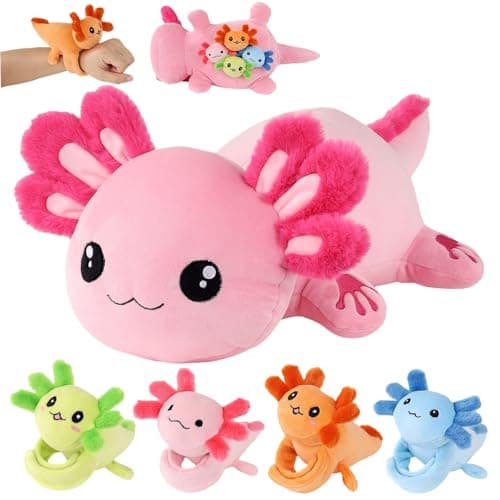 5 in 1 Axolotl Plush Toys for Girls Boys 18 Mommy Axolotl Stuffed Animal with 4 Baby Axolotls Pink Stuffed Axolotl Plush with Babies Axolotl Plushies for Kids Toddler Birthday Easter Stuffers Gifts