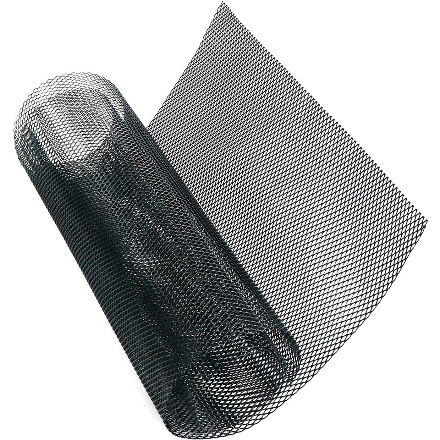 Modengzhe 40 x 13 inch Car Grill Mesh Sheet Black Painted Aluminum Alloy Multifunctional Grille Mesh Roll 3 x 6 mm RhombicShape Grids