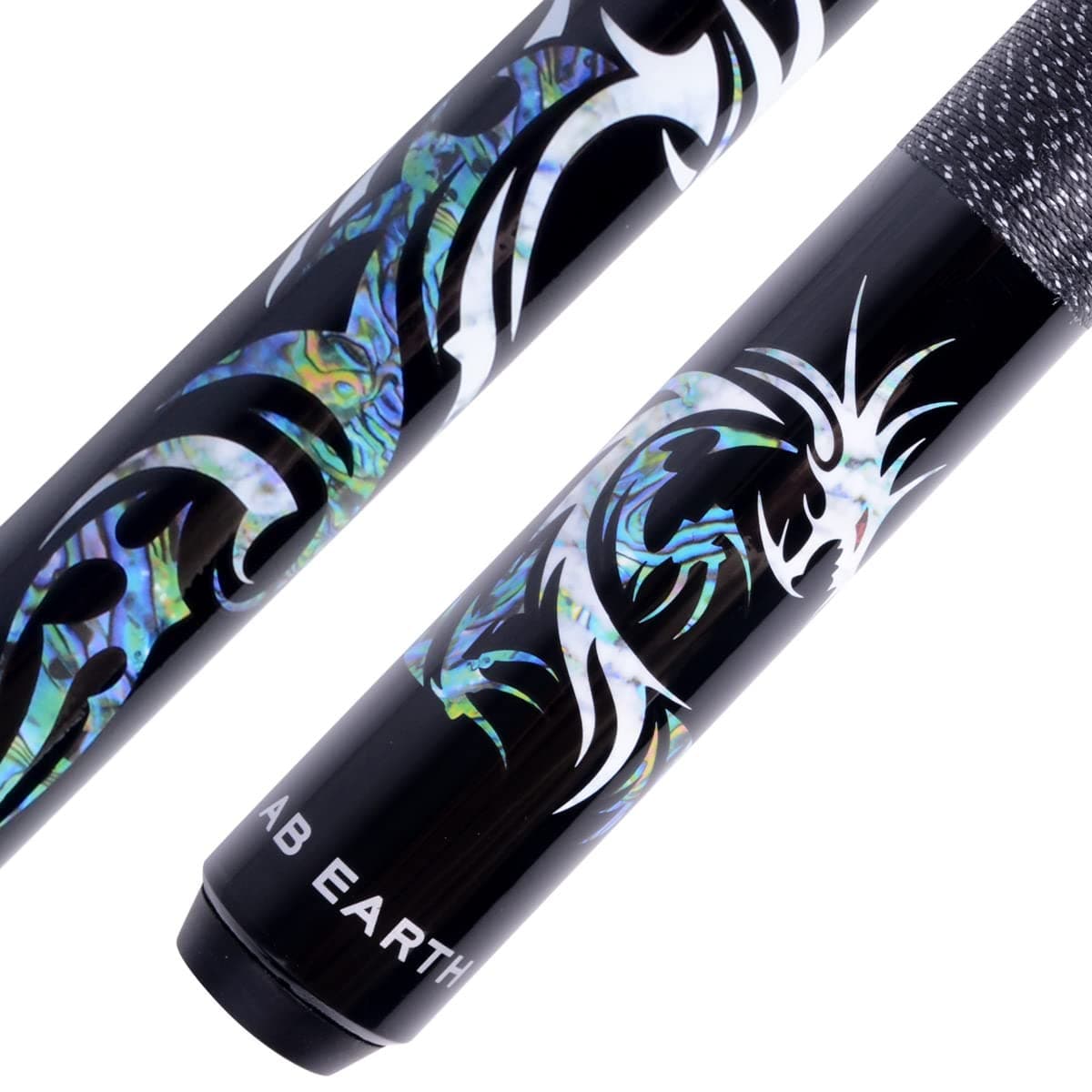 AB Earth 58 inch HandPainted Series 2Piece Billiard Pool Cue Stick with Irish Linen Wrap Black 21oz