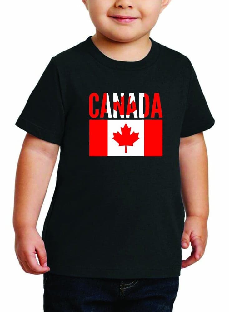 Canada Kids Boys Round Neck T-Shirt - Soft and Comfortable Cotton, Short Sleeve Tshirt - Perfect for Everyday Canadian Style