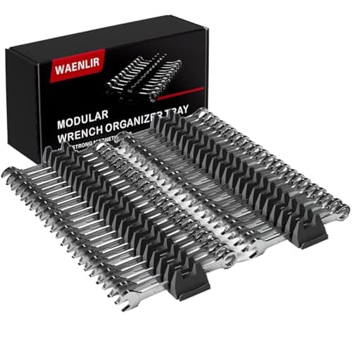 WAENLIR 48PCS Magnetic Modular Wrench Organizer SetTool Drawer Storage Rack with MetricSAE Labels Wrench Holder with Magnet Perfect Tool Gift for Men father boyfriend DIYers Mechanics Black