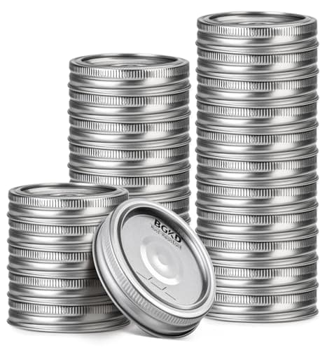BGKD 48Pcs RustProof Wide Mouth Mason Jar Lids and Rings Canning Lids with Bands Wide Mouth for Ball or Kerr Large Mouth Mason Jars lid