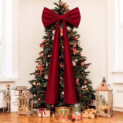 Knitgrip 20 x 71 Inches Extra Large Velvet Bows Decorations Giant Bow with Tie and Long Ribbon for Home Wall Backdrop Birthday Wedding Bridal Shower Party DecorationsDeep Red
