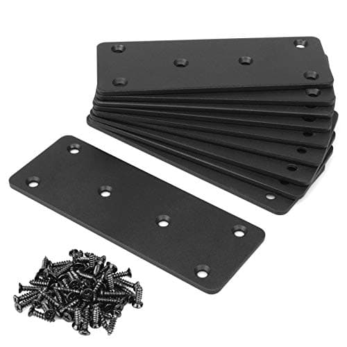 MOUNTAIN_ARK 10 Pack Black Flat Mending Plate, 5" x 1-7/8" Steel Metal Straight Braces Flat Bracket, Repair Fixing Joint for Wood Furniture, 1/8" Thick