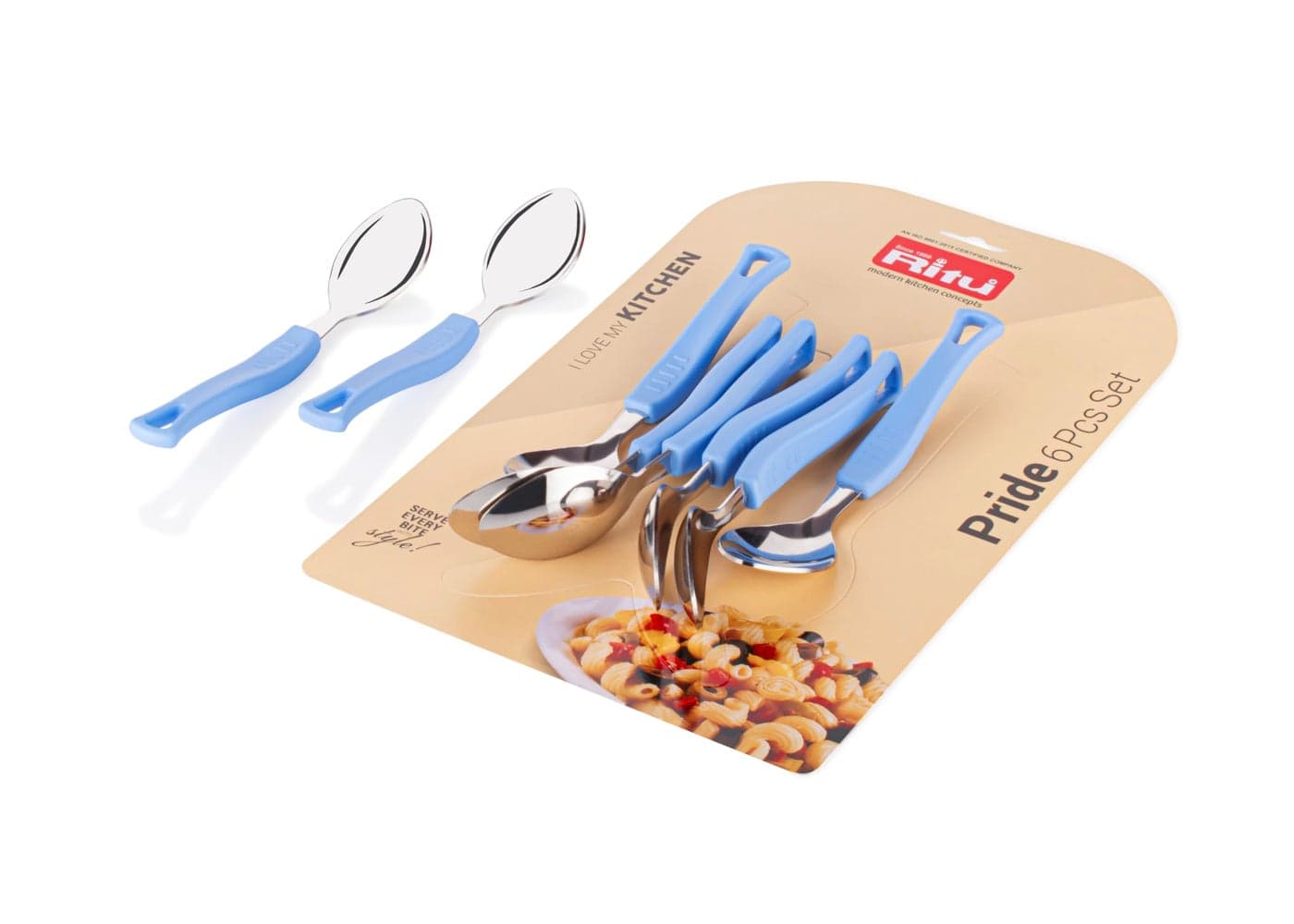 RITU 6 Pieces Stainless Steel Premium Spoon Set for Home & Kitchen Tea Spoon for Tea, Coffee, Sugar & Spices | Cutlery Set | with Plastic Handle | Mirror Finish | Color May Vary