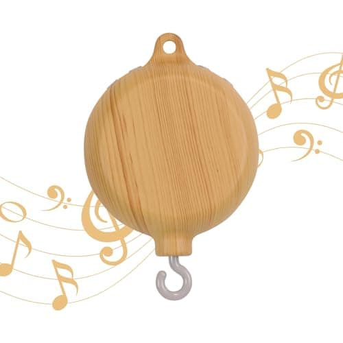 Lanttoe Crib Mobile Motor with Music Box Baby Mobile for Crib with 12 Classic Lullabies Rotating Function Wooden Design Crib Mobile with Music