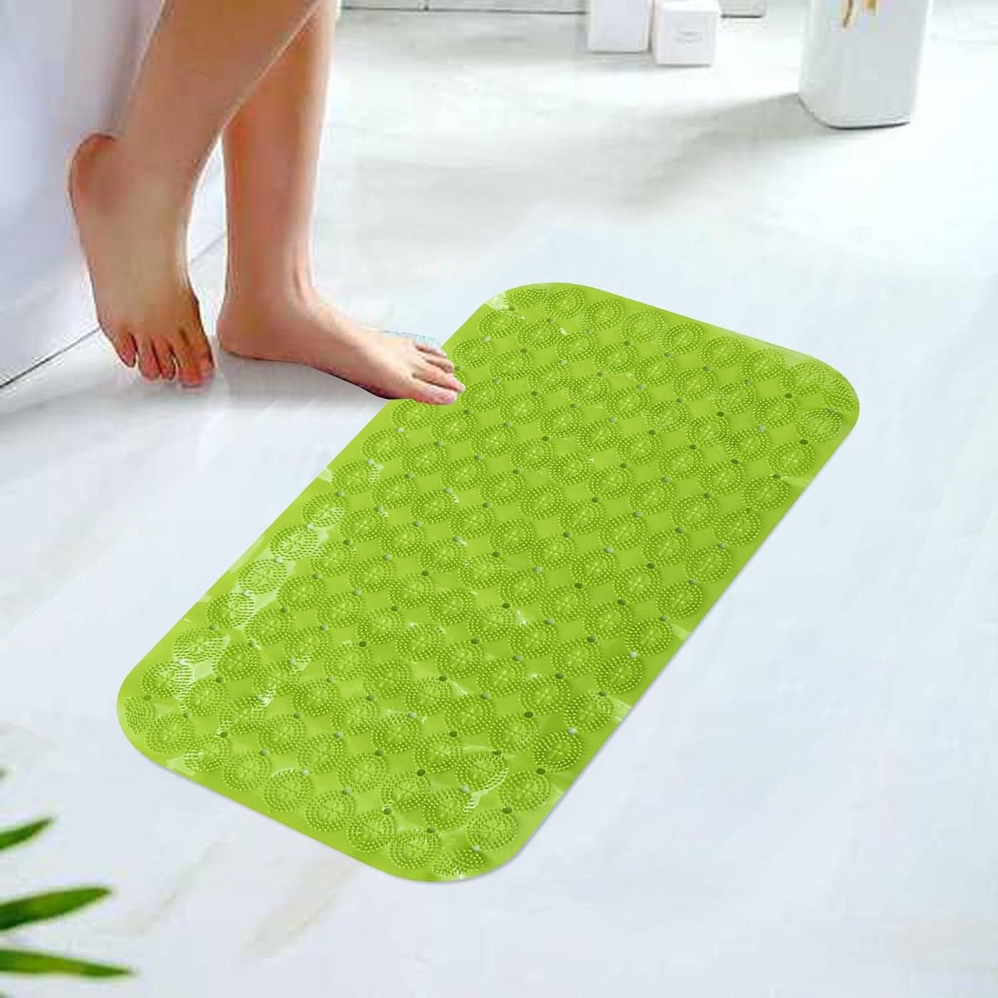 Kuber Industries Bath Mat PVC Bathroom Mat Shower Bath Mat Floor Tub Mat Foot Massager Mat AntiSkid Shower Bathroom Mat B02C Green