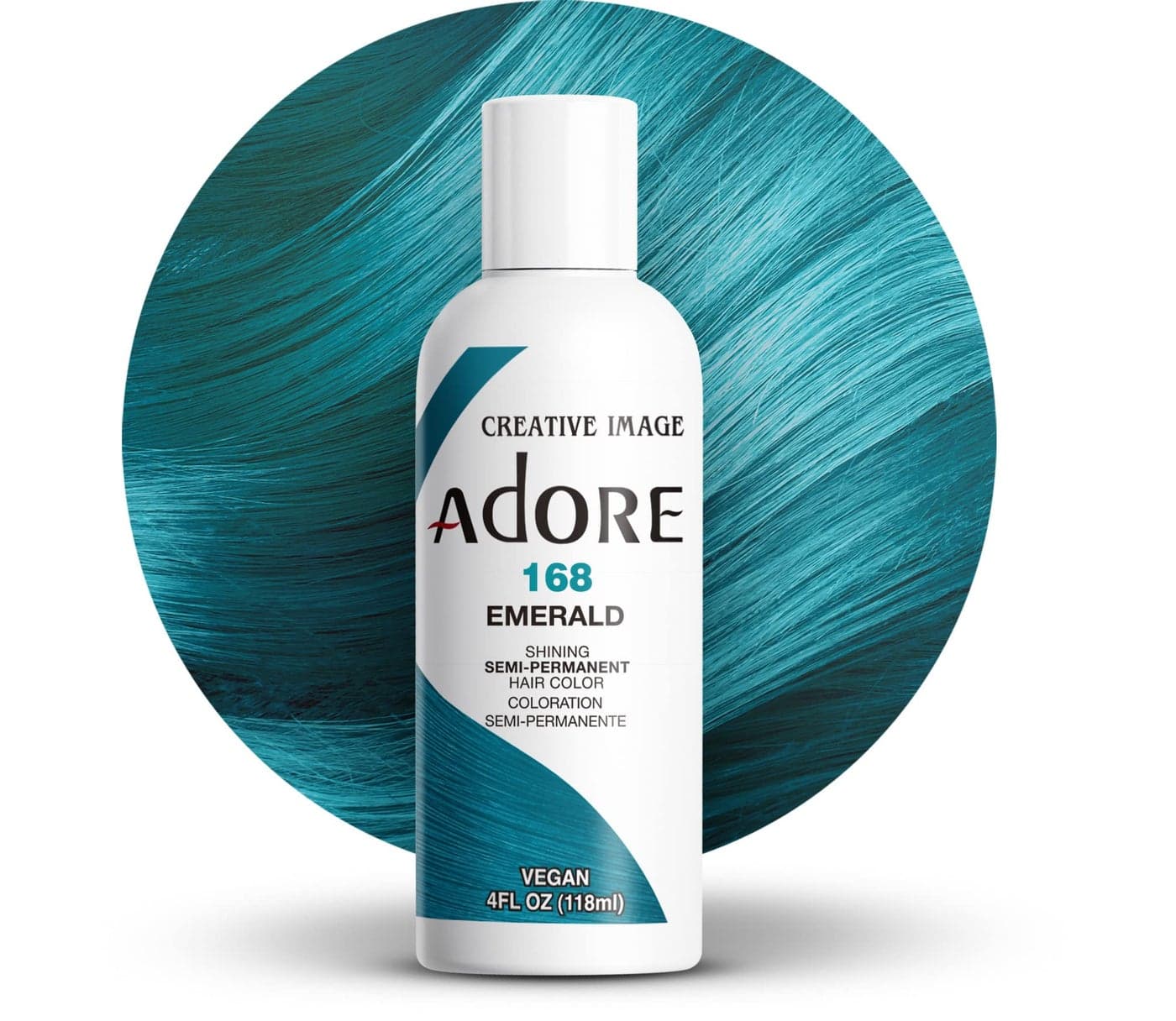 Adore Semi Permanent Hair Color Vegan and CrueltyFree Green Hair Dye 4 Fl Oz 168 Emerald Pack of 1