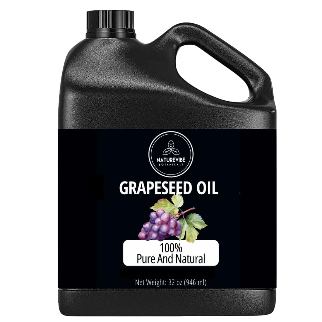 Naturevibe Botanicals Grapeseed Oil 32oz 100 Pure ColdPressed Lightweight Carrier Oil NonGreasy Natural Moisturizer for Skin Hair Face Nails Massage HexaneFree Fresh Versatile