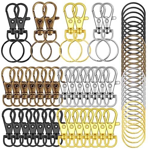120PCS Premium Swivel Lanyard Snap Hook with Key Rings Metal Keychain Hooks for Jewelry Making Crafts Multicolor
