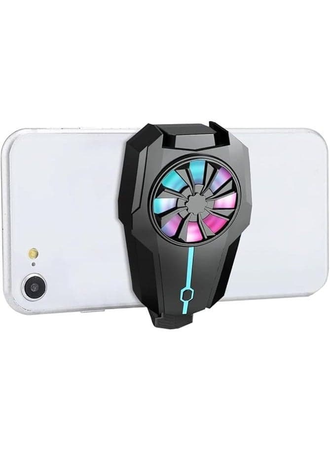 Mobile Phone Cooler Fan with LED, Phone Fan for Gaming RGB Light, Portable Mobile Phone Radiator Cooler, Mobile Phone Radiator, for All The Smartphones