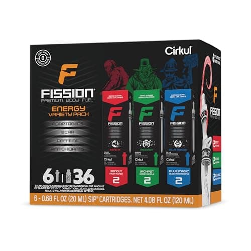 Cirkul Fission Caffeine Flavor Water Variety Pack, Makes 36 Drinks, No Sugar, Zero Calorie Drink Mix, (2 Send It, 2 Jackpot, 2 Blue Magic)