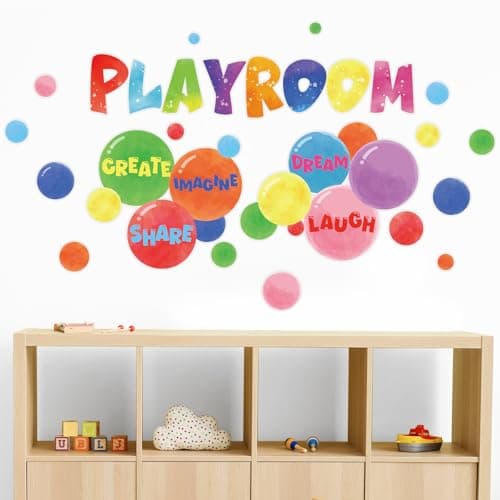 Cinrobiye Inspirational Quotes Wall Decals Playroom Wall Art Stickers Nursery Classroom Playroom Decor Laugh Imagine Share Dream Create for Toddler Kids Room Bedroom Daycare Preschool Classroom