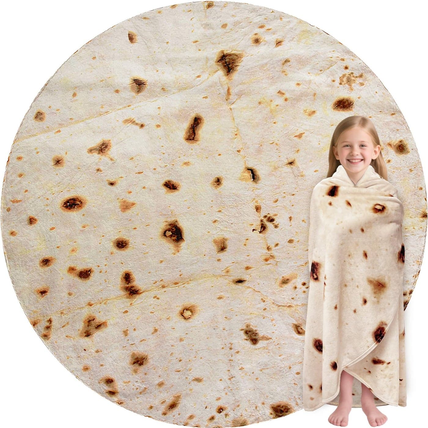 CASOFU Burritos Tortilla Throw Blanket Double Sided Giant Flour Novelty Blankets for Your Family 285 GSM Soft and Comfortable Flannel Taco BlanketBeige 47 inches