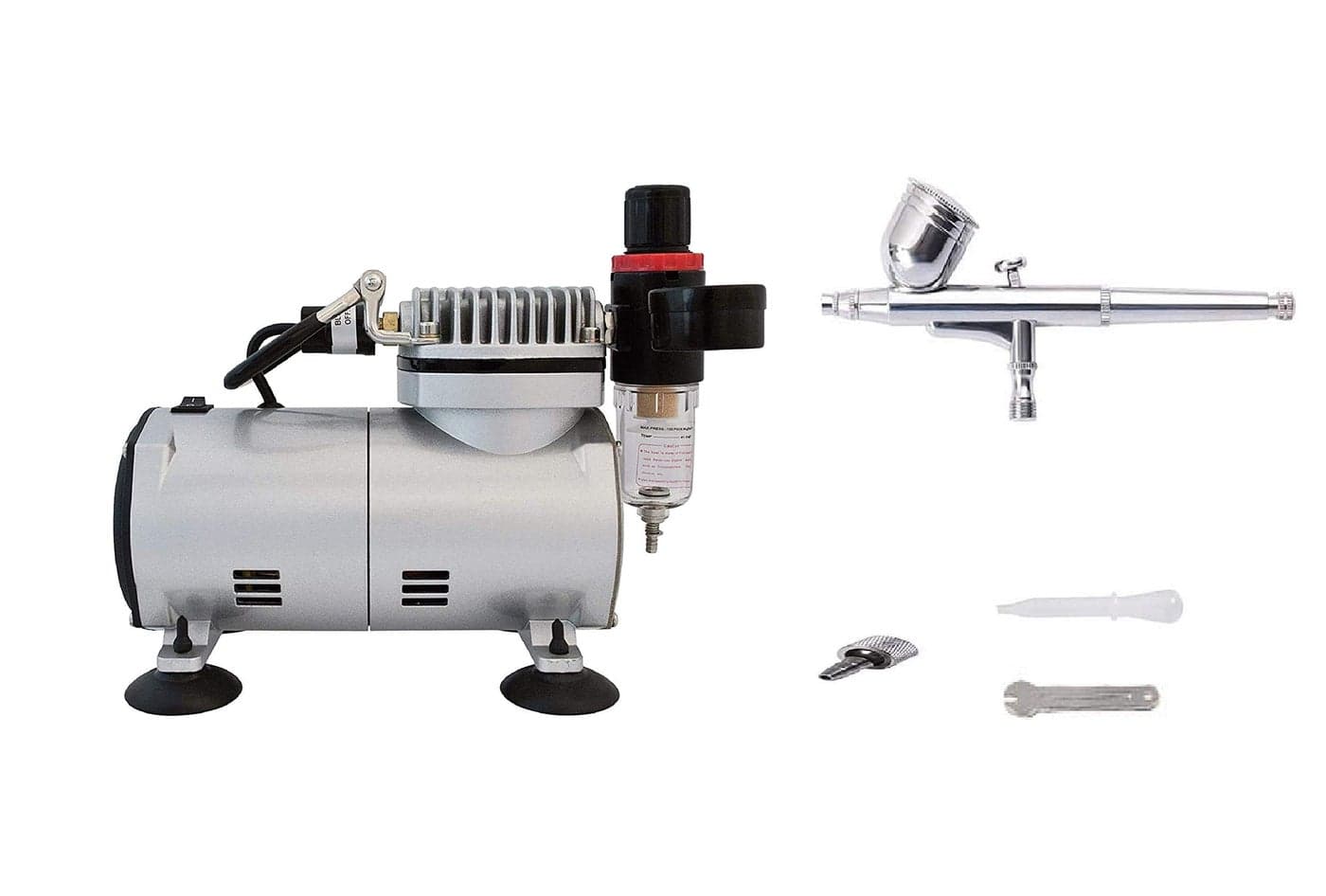 Aerograph Mini Air-Compressor With Airbrush AG-130E Set 0.3mm, Dual Action Gravity Feed & Air Hose Pipe/Spring Tube (6ft)