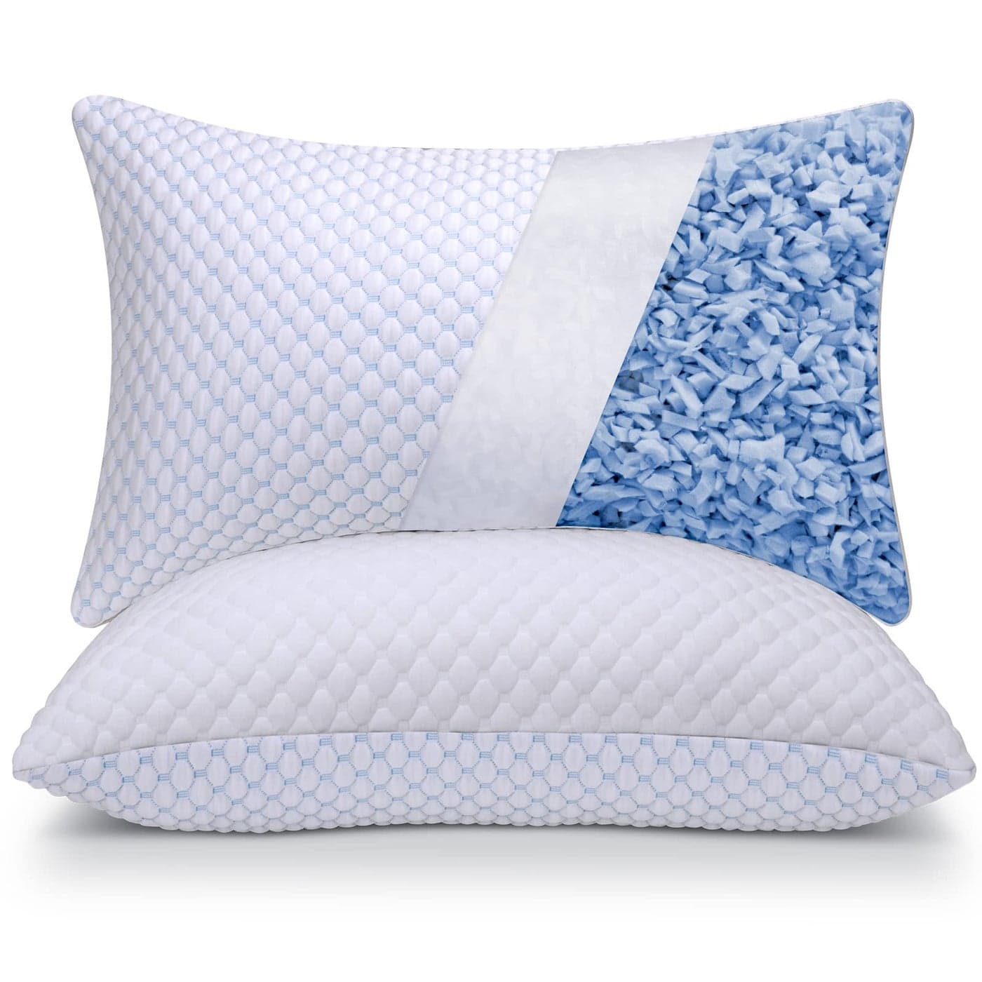 OSBED Shredded Memory Foam Pillows Standard Size Set of 2, Cooling Pillows for Sleeping 2 Pack, Adjustable Loft Bed Pillows, Firm or Soft Pillows for Side, Back, Stomach, Hot Sleepers (20"x 26")