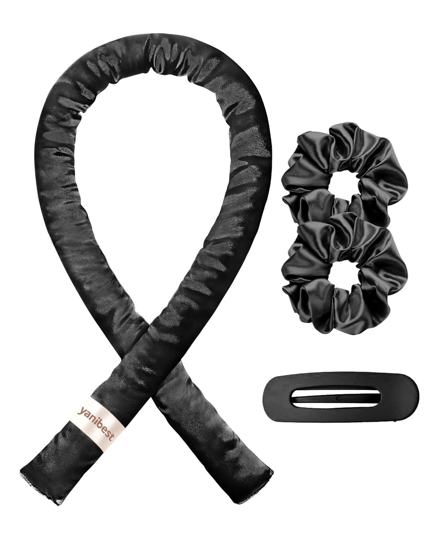 Yanibest Super Soft Satin Heatless Curler Set, Overnight Hair Curler to Sleep in, No Heat Curling Rods, with Satin Scrunchies and Clip